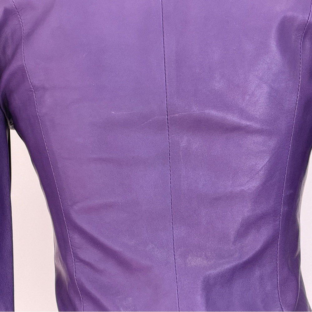 Versace Vintage Y2K Purple Leather Jacket - Picture 8 of 9